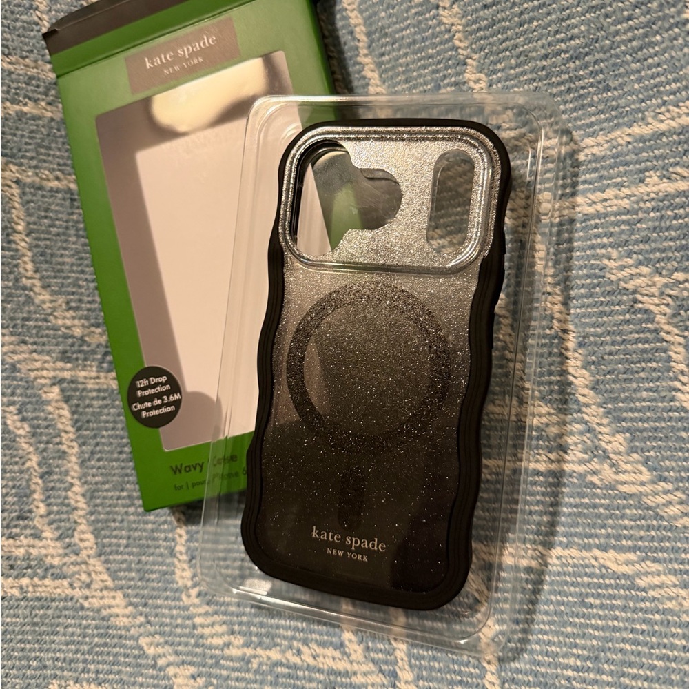 Case-Mate, Kate Spade NY Black Glitter IPhone 17 Pro Case, Wavy Nightfall
